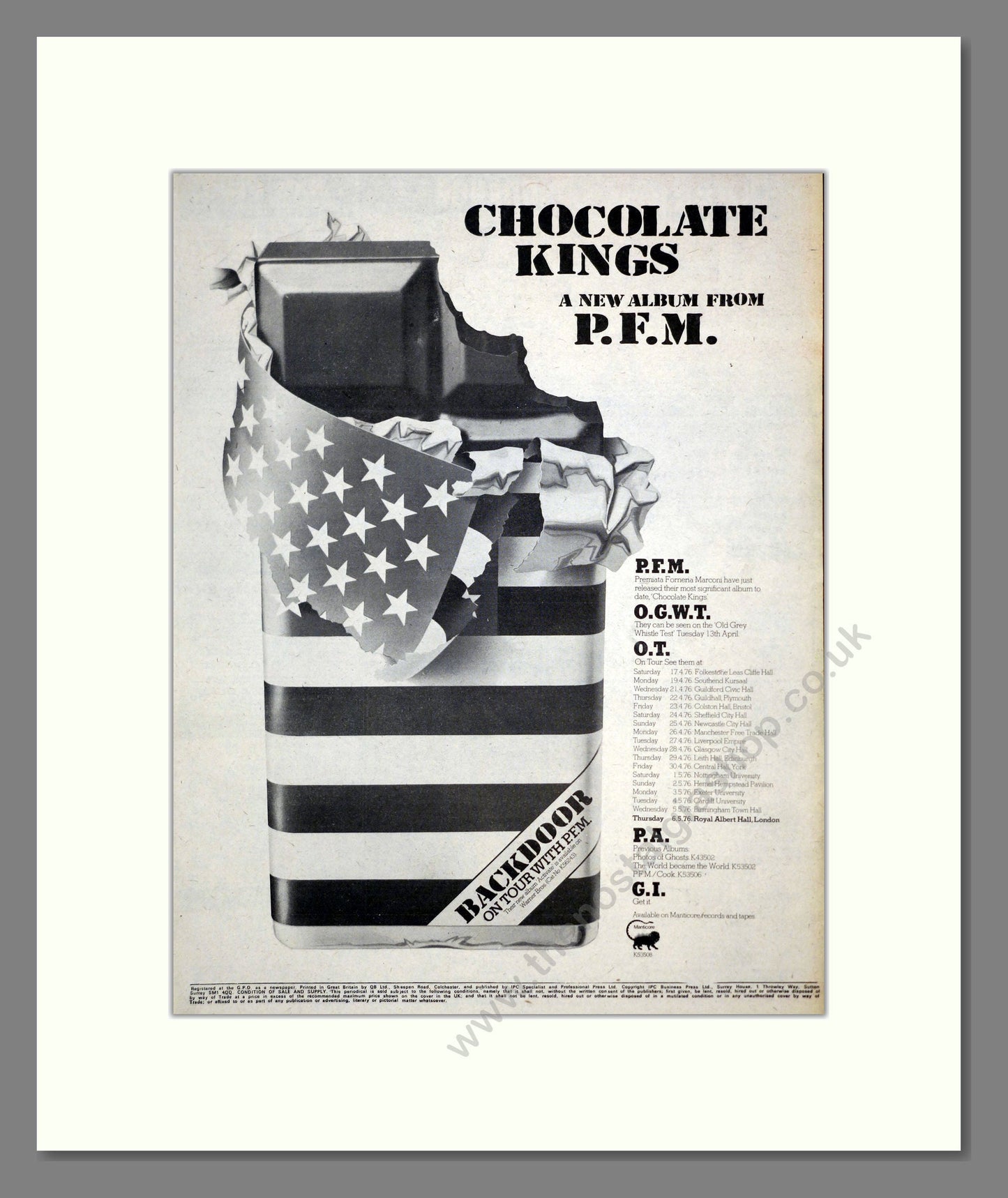 PFM - Chocolate Kings. Vintage Advert 1976 (ref AD17579)