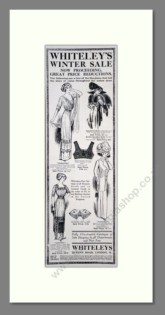 Whiteleys - Fashion. Vintage Advert 1911 (ref AD201296)