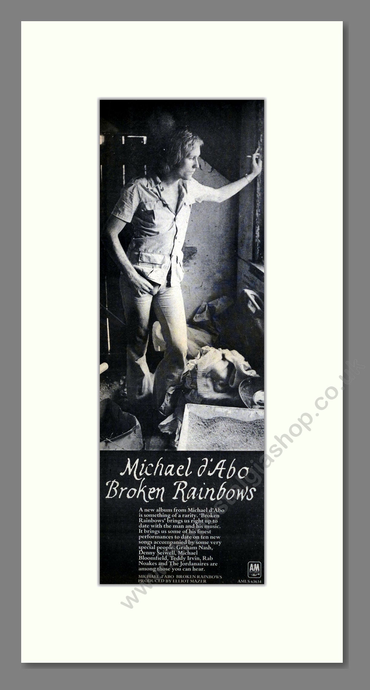 Michael D'Abo - Broken Rainbows. Vintage Advert 1974 (ref AD201315)