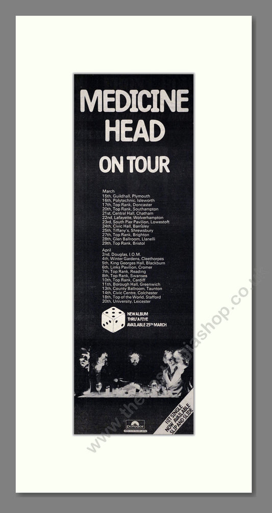 Medicine Head - UK Tour. Vintage Advert 1974 (ref AD201316)