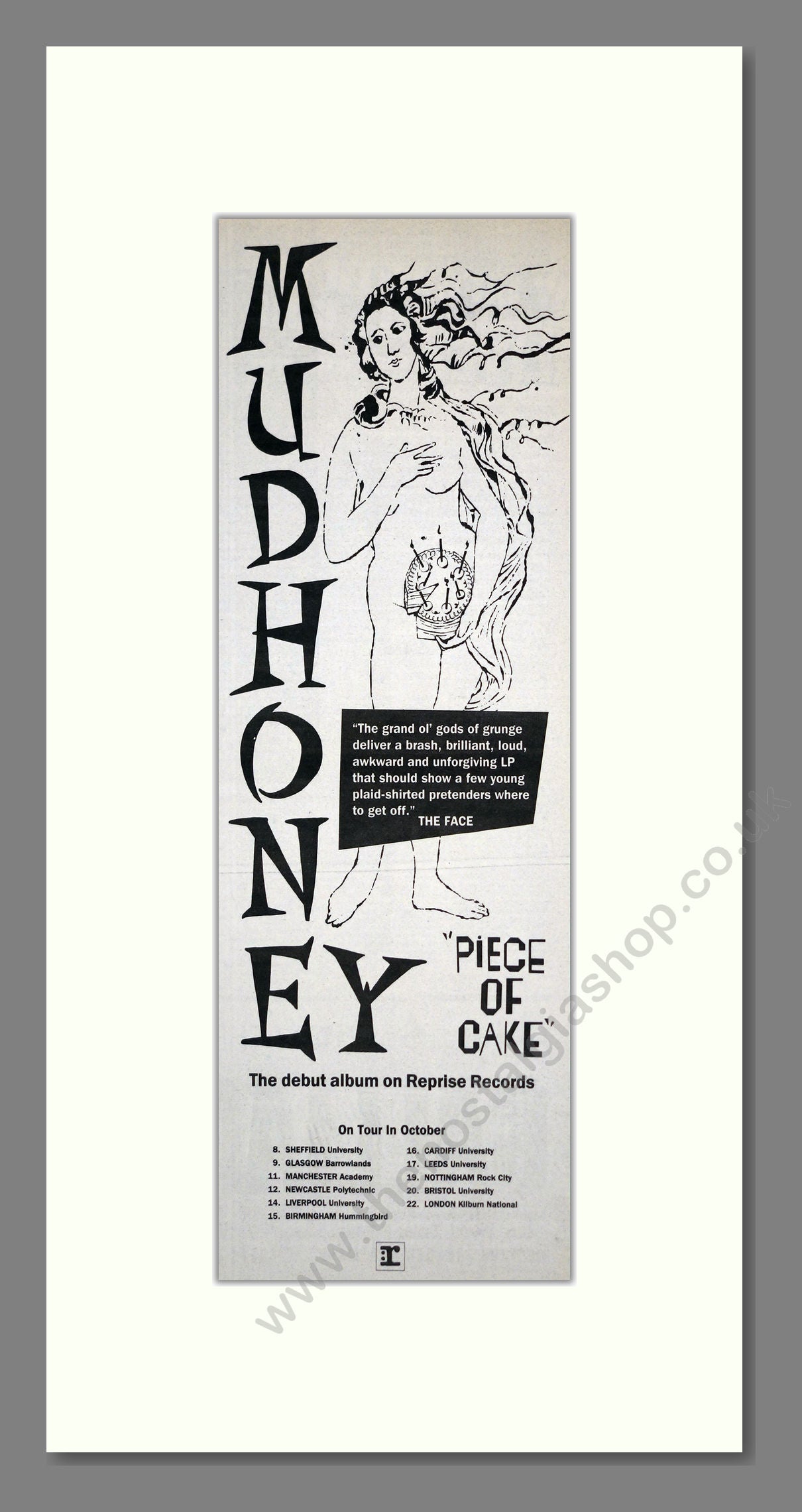 Mudhoney - Piece Of Cake. Vintage Advert 1992 (ref AD201331)