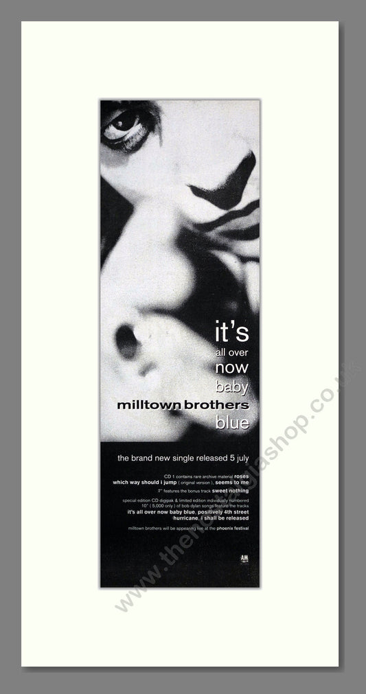 Milltown Brothers - It's All Over Now Baby Blue. Vintage Advert 1993 (ref AD201338)