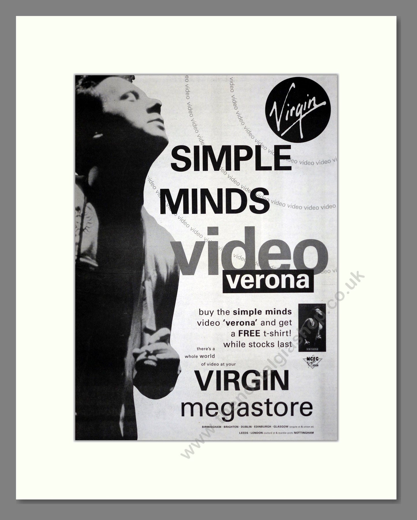 Simple Minds - Verona. Vintage Advert 1990 (ref AD17623)