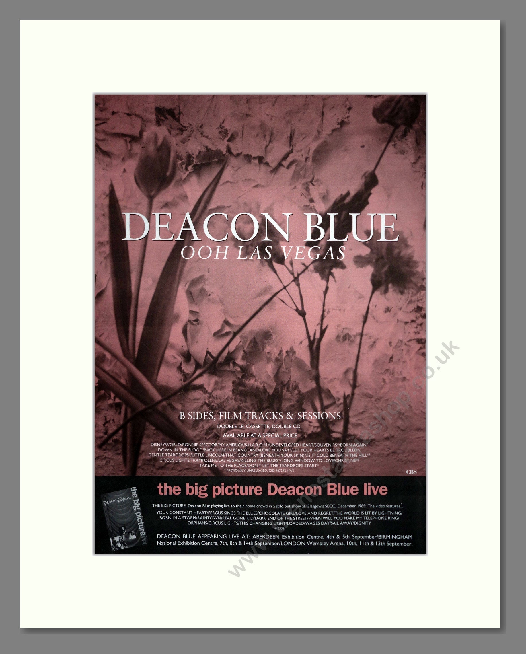 Deacon Blue Ooh Las Vegas. Vintage Advert 1990 ref AD17627