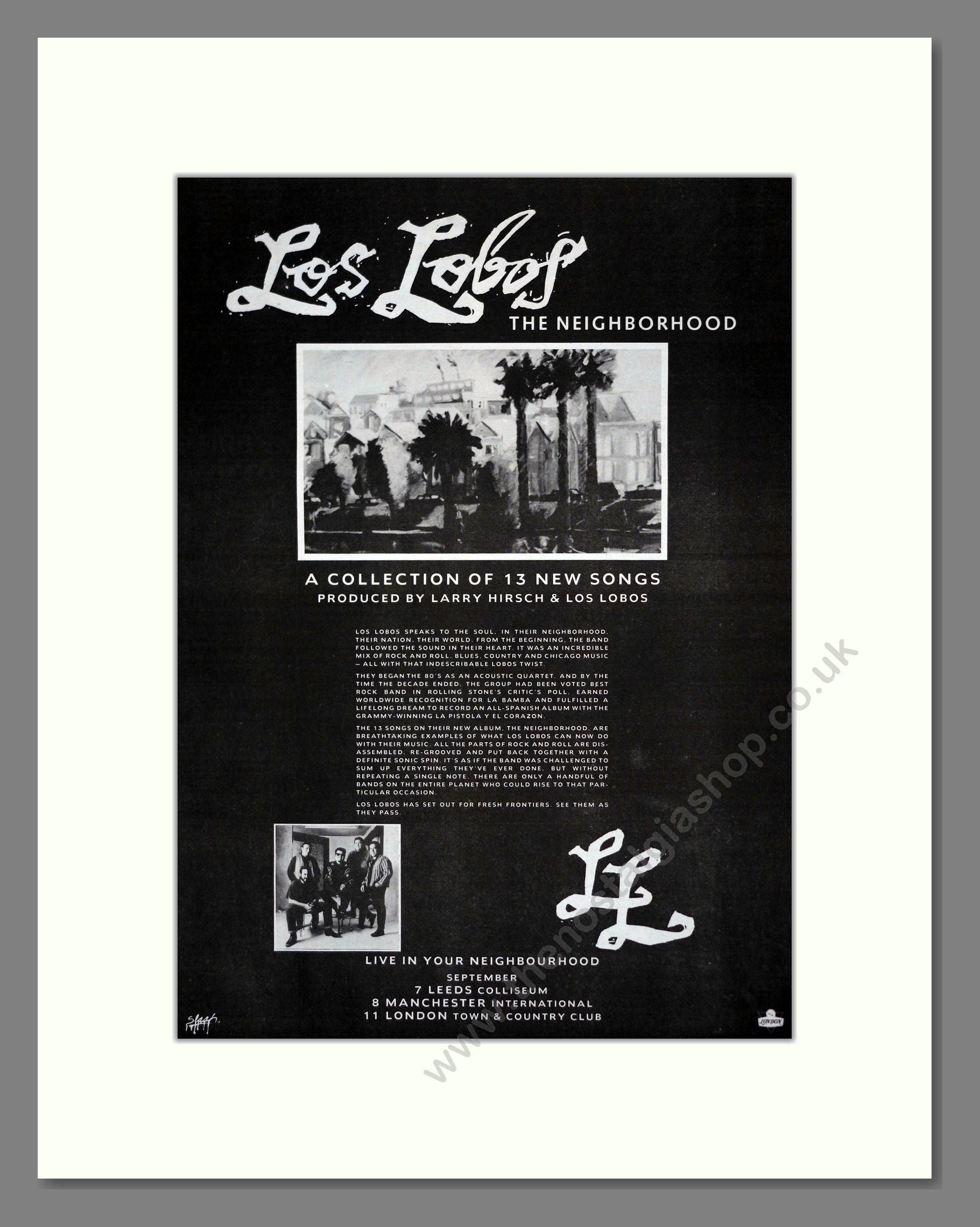 Los Lobos - The Neighborhood. Vintage Advert 1990 (ref AD17628)