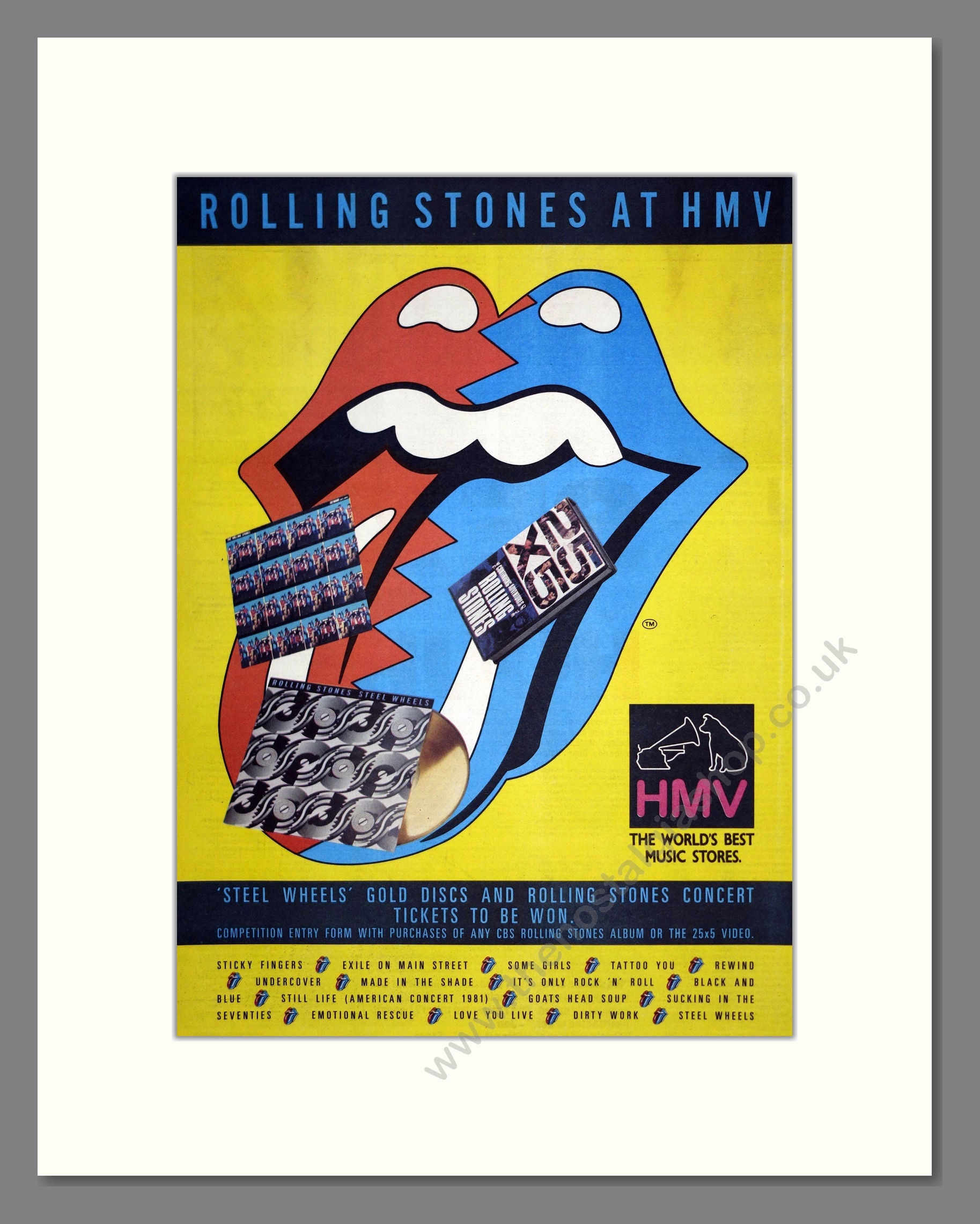 Rolling Stones (The) - Various Albums. Vintage Advert 1990 (ref AD17632)