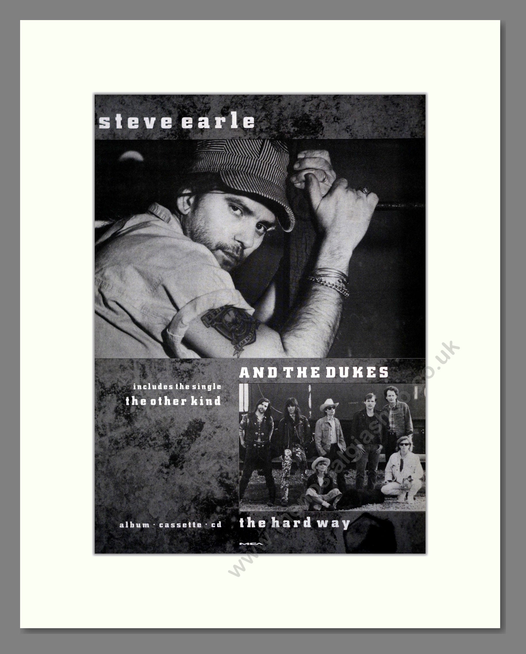 Steve Earle And The Dukes - The Hard Way. Vintage Advert 1990 (ref AD17633)