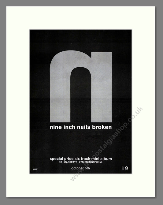 Nine Inch Nails - Broken. Vintage Advert 1992 (ref AD17635)