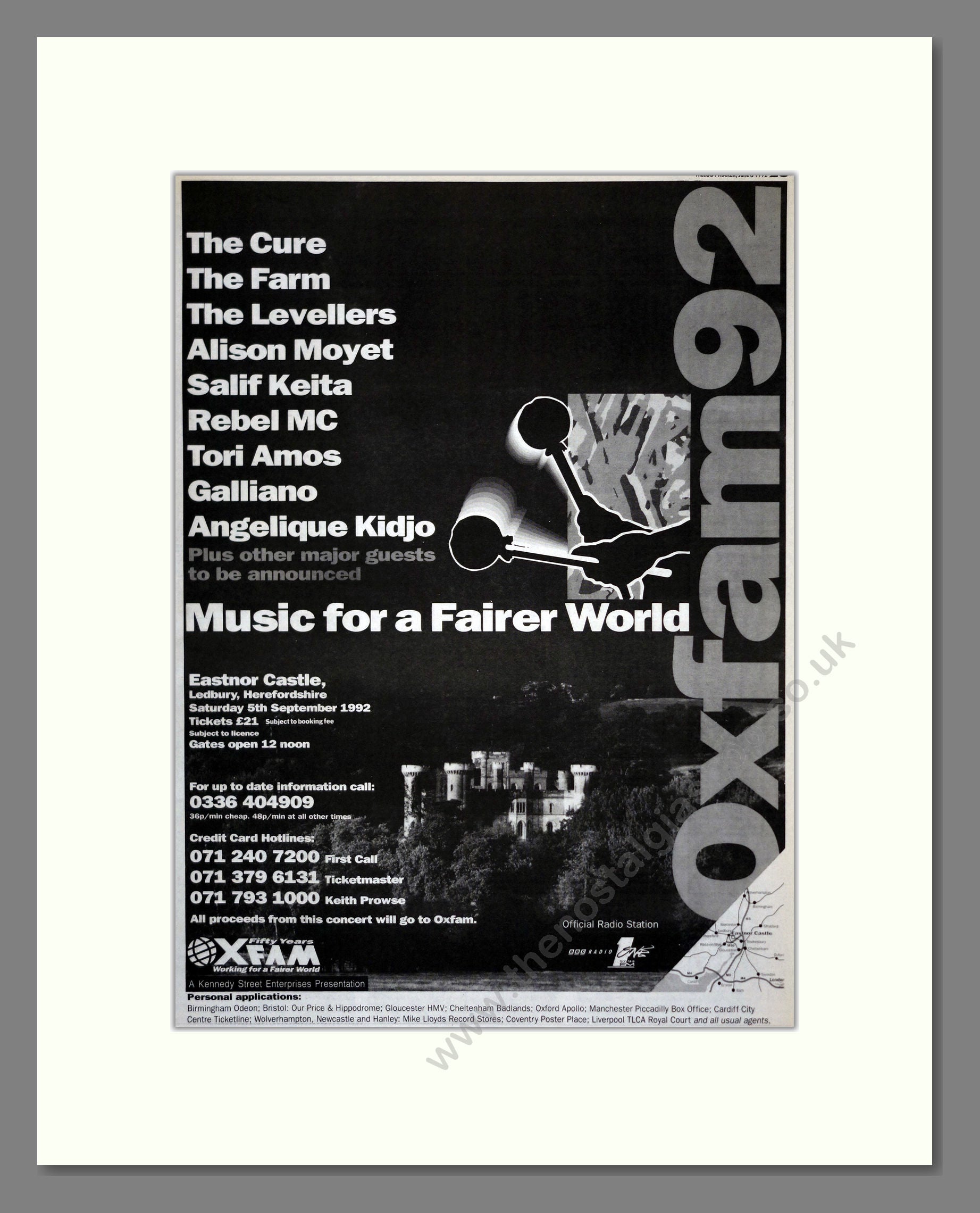 Various Artists - Oxfam 92 Festival. Vintage Advert 1992 (ref AD17642)