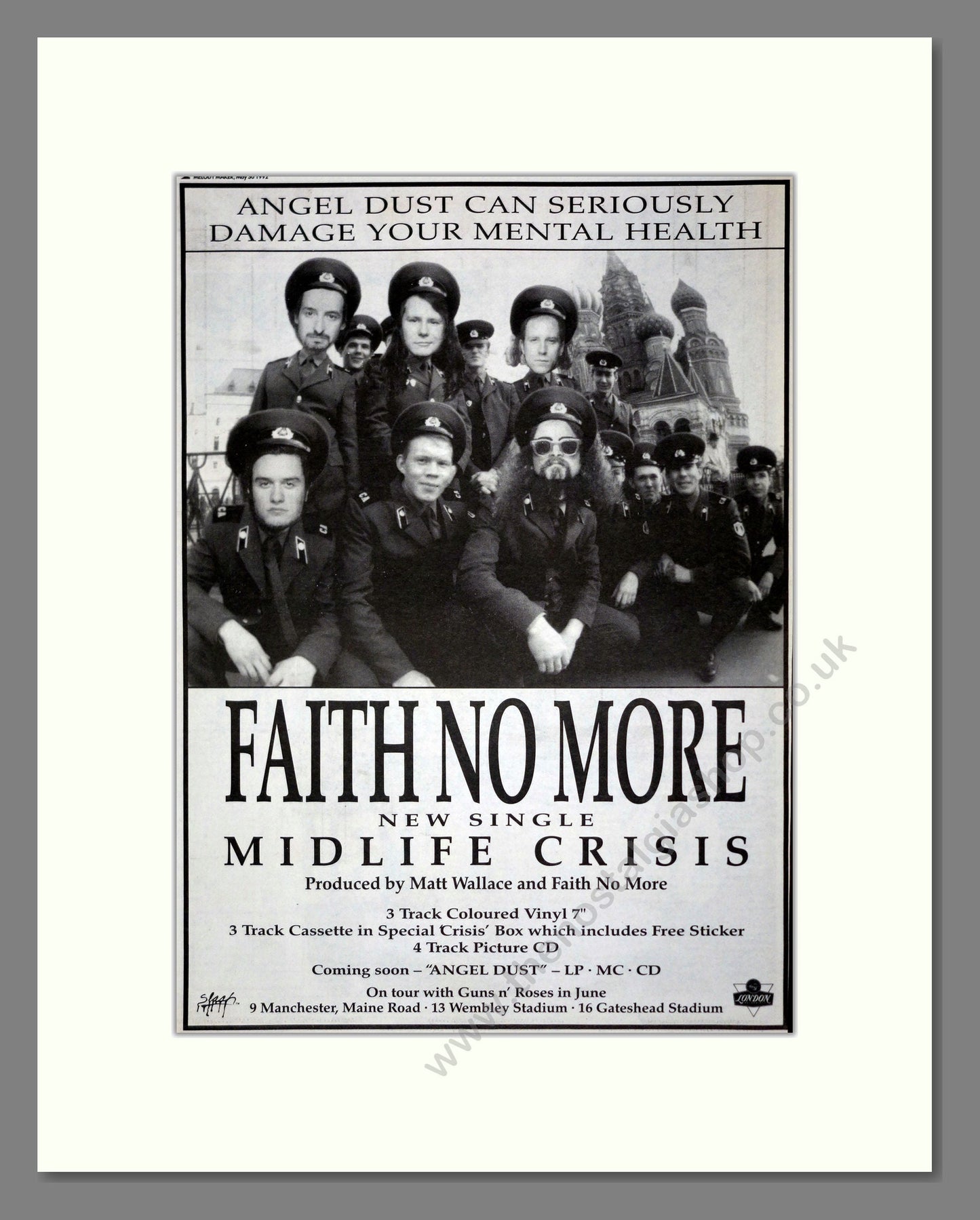 Faith No More - Midlife Crisis. Vintage Advert 1992 (ref AD17644)