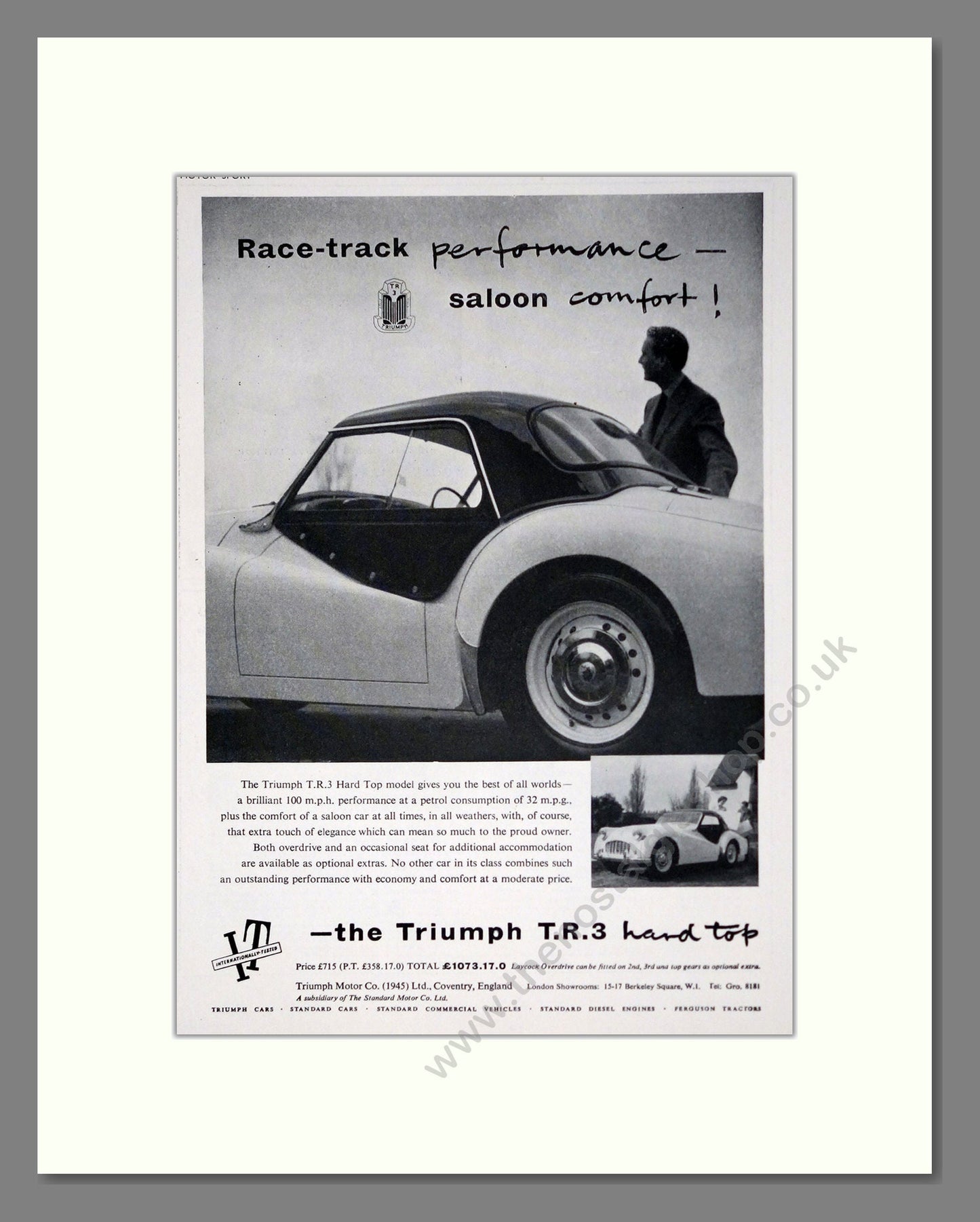 Triumph - TR3 Hardtop. Vintage Advert 1956 (ref AD61280)