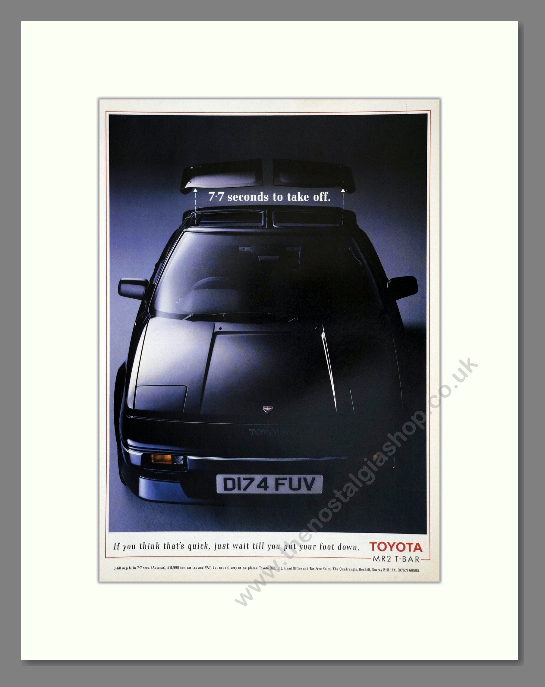 Toyota - MR2. Vintage Advert 1987 (ref AD61723)