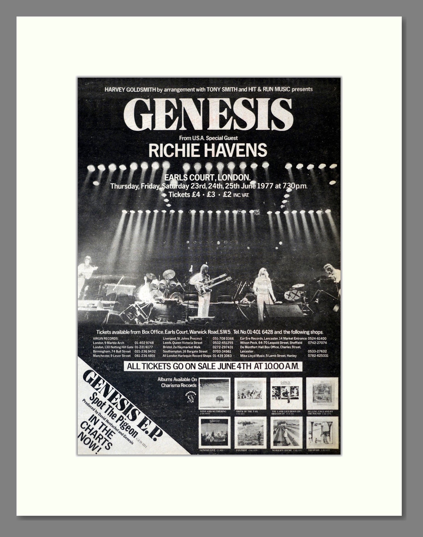 Genesis - Earls Court. Vintage Advert 1977 (ref AD17651)