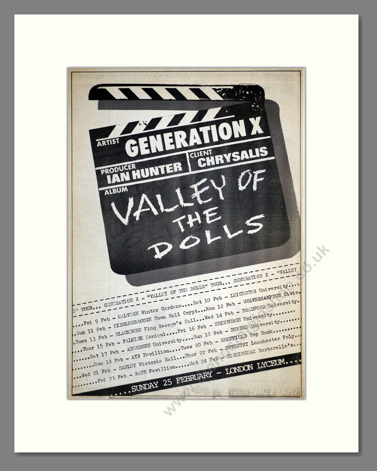 Generation X - Valley Of The Dolls. Vintage Advert 1979 (ref AD17657)