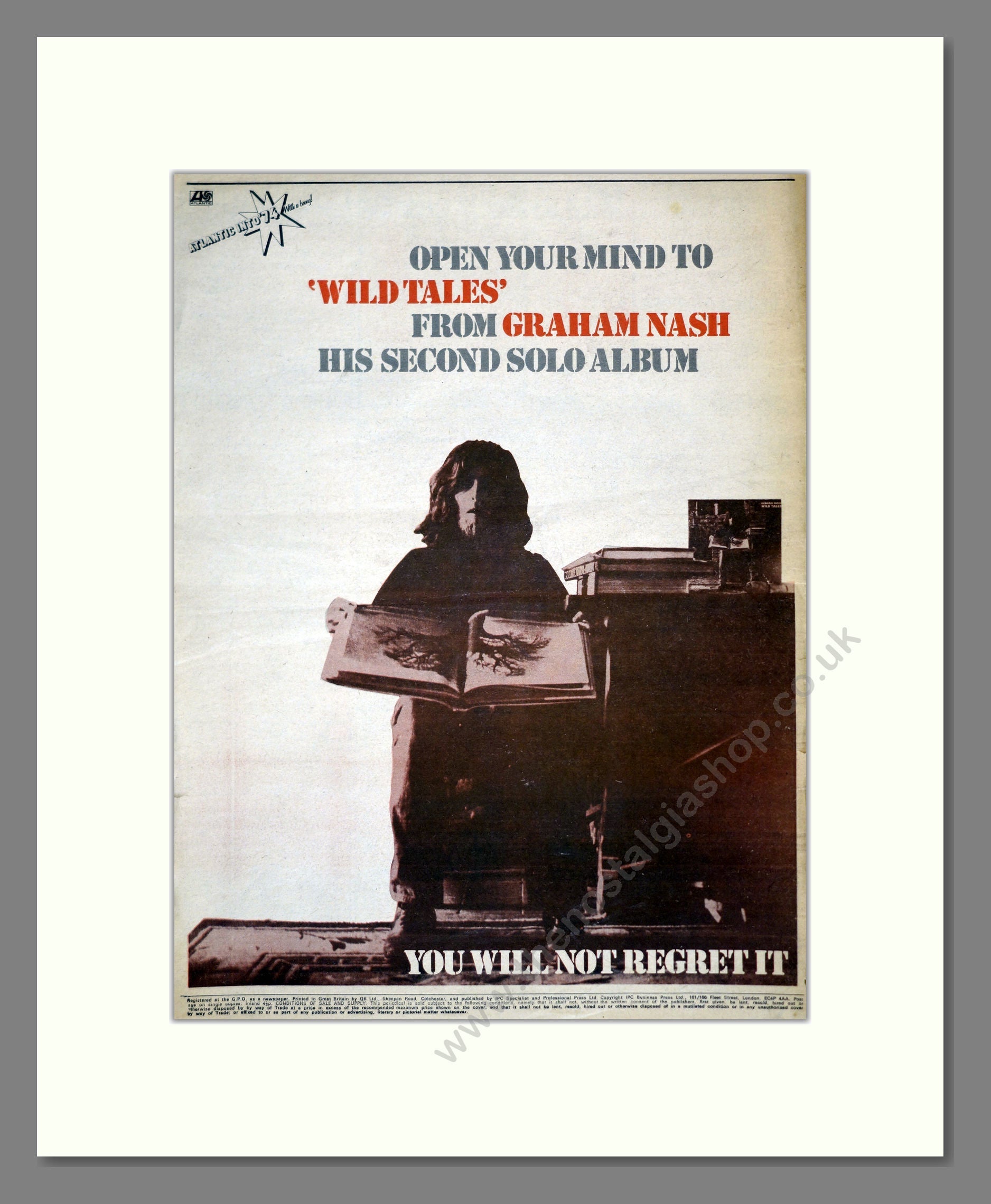 Graham Nash - Wild Tales. Vintage Advert 1974 (ref AD17663)