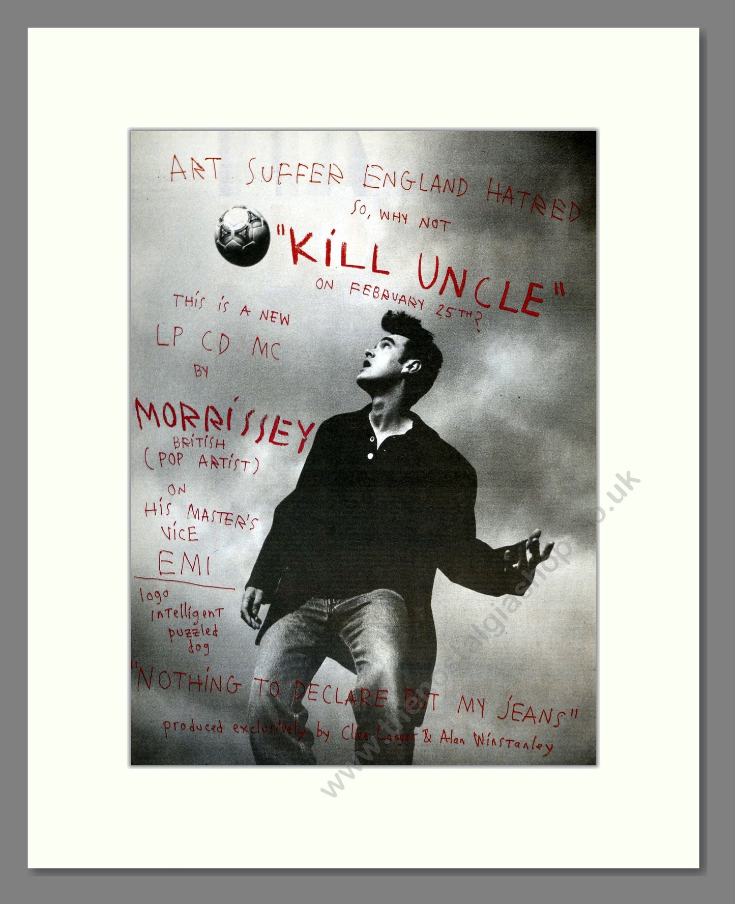 Morrissey - Kill Uncle. Vintage Advert 1991 (ref AD17700)