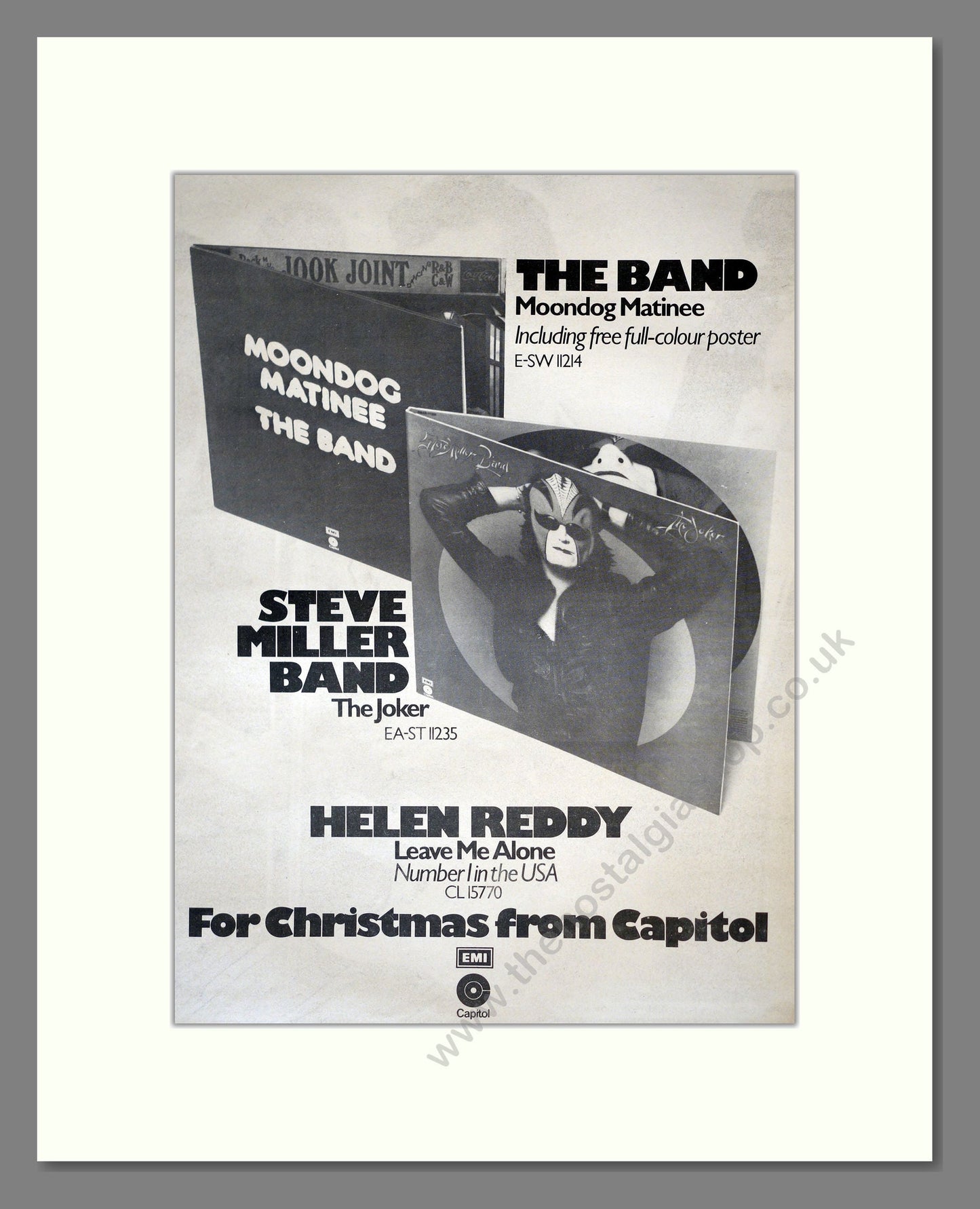 Band (The) / Steve Miller Band / Helen Reddy - Various Albums. Vintage Advert 1973 (ref AD17751)