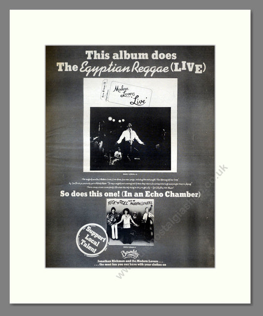 Egyptian Reggae - Modern Lovers Live. Vintage Advert 1977 (ref AD17762)