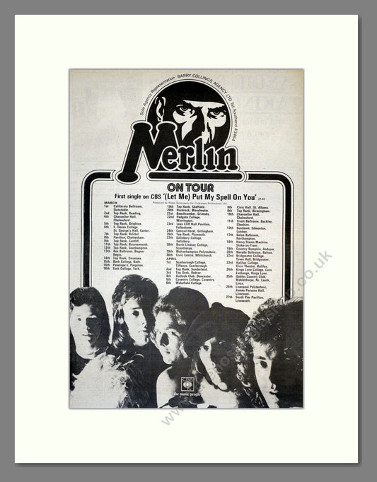 Merlin - Tour Dates. Vintage Advert 1974 (ref AD17781)