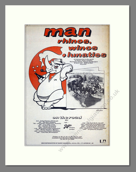 Man - Rhinos, Winos And Lunatics. Vintage Advert 1974 (ref AD17783)