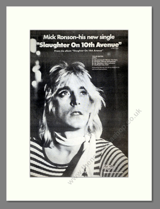 Mick Ronson - Slaughter On 10th Avenue. Vintage Advert 1974 (ref AD17789)