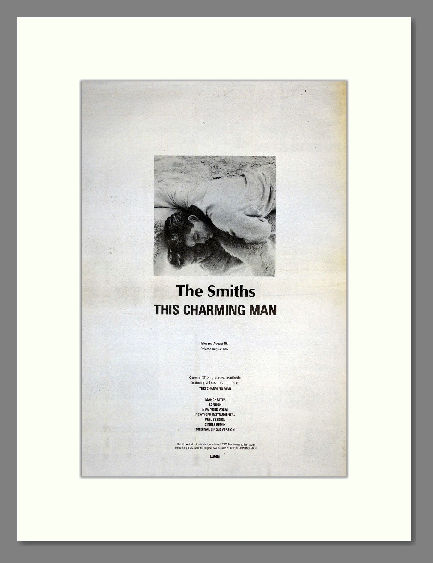 Smiths (The) - This Charming Man. Vintage Advert 1992 (ref AD17827)