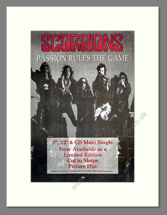 Scorpions - Passion Rules The Game. Vintage Advert 1989 (ref AD17830)