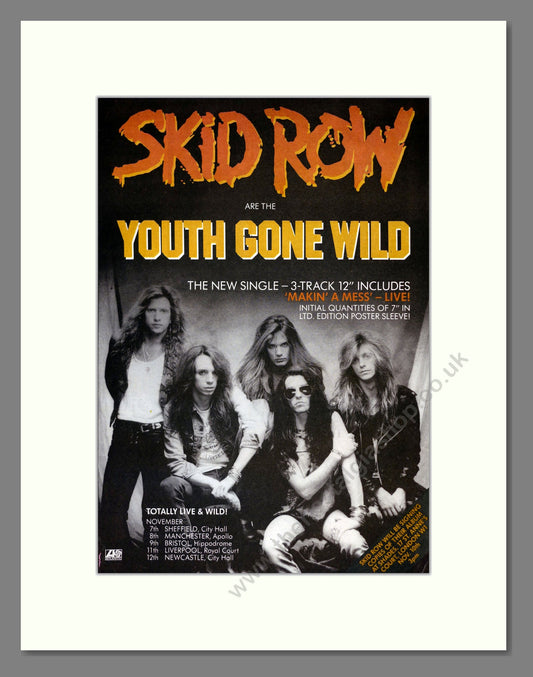 Skid Row - Youth Gone Wild. Vintage Advert 1989 (ref AD17838)