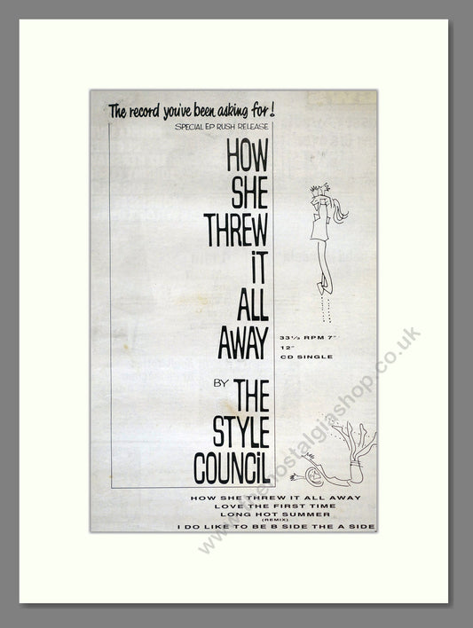 Style Council (The) - How She Threw It All Away. Vintage Advert 1988 (ref AD17850)