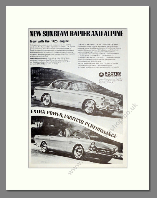 Sunbeam - Rapier And Alpine. Vintage Advert 1965 (ref AD61843)