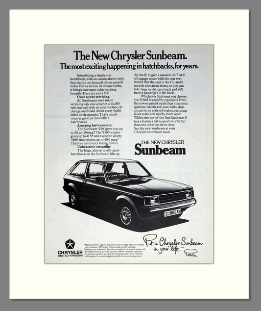 Chrysler - Sunbeam. Vintage Advert 1978 (ref AD61949)