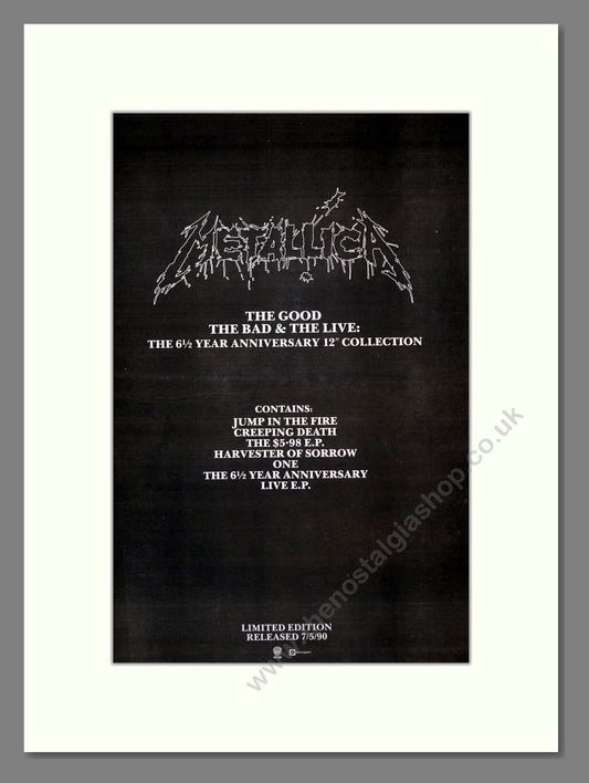 Metallica - The Good The Bad And The Live. Vintage Advert 1990 (ref AD17901)