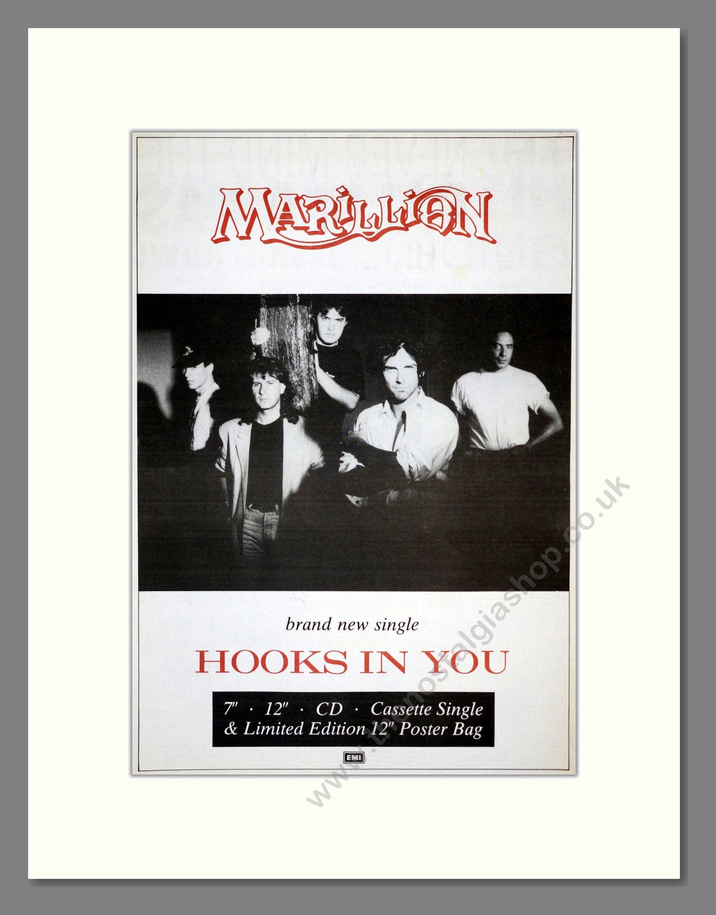 Marillion - Hooks In You. Vintage Advert 1989 (ref AD17905)