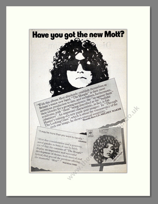 Mott The Hoople - Through The Looking Glass. Vintage Advert 1974 (ref AD17917)