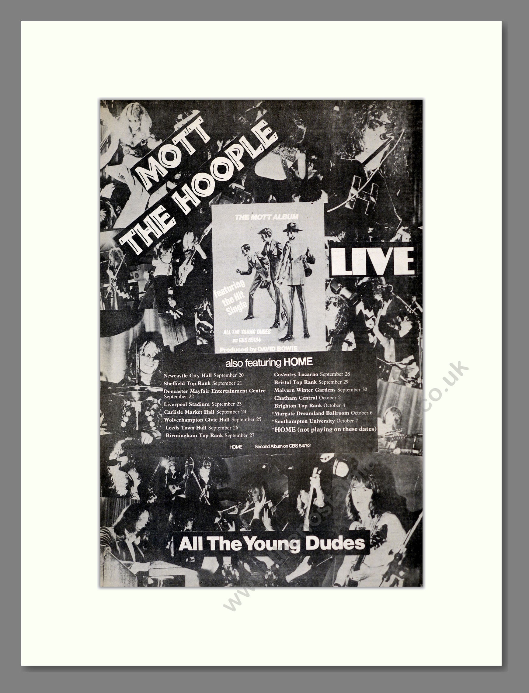 Mott The Hoople - All The Young Dudes. Vintage Advert 1972 (ref AD17939)