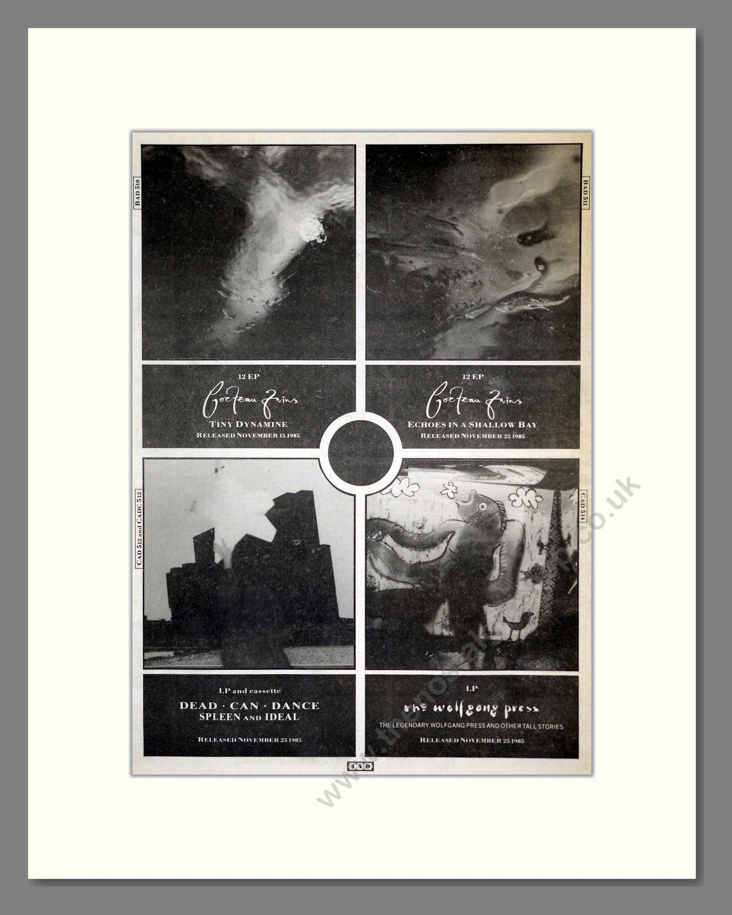 Cocteau Twins - 4 Albums. Vintage Advert 1985 (ref AD17954)