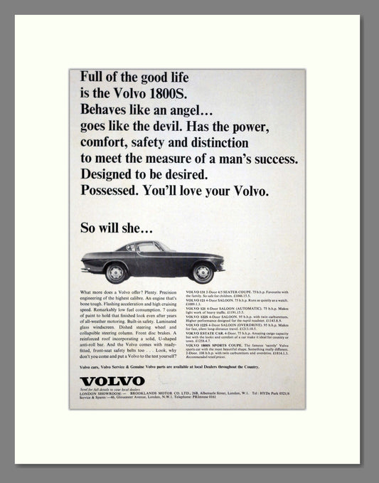 Volvo - P1800S. Vintage Advert 1965 (ref AD62072)