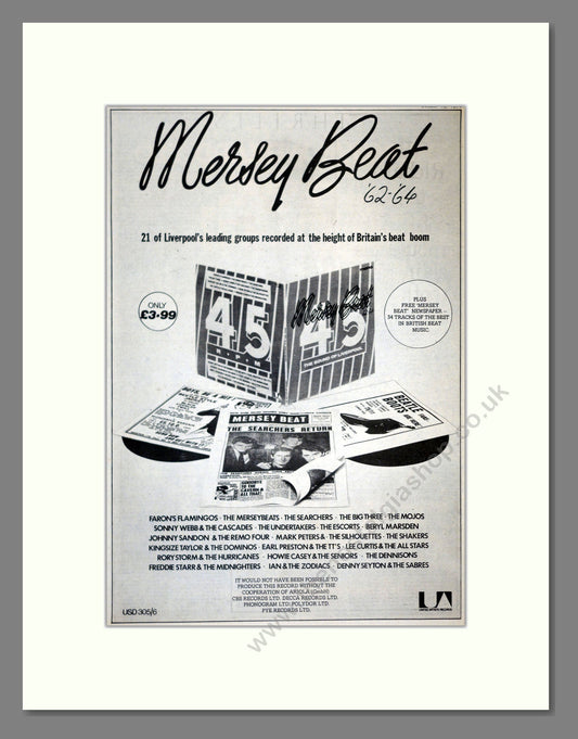 Various Artists - Mersey Beat. Vintage Advert 1974 (ref AD17967)