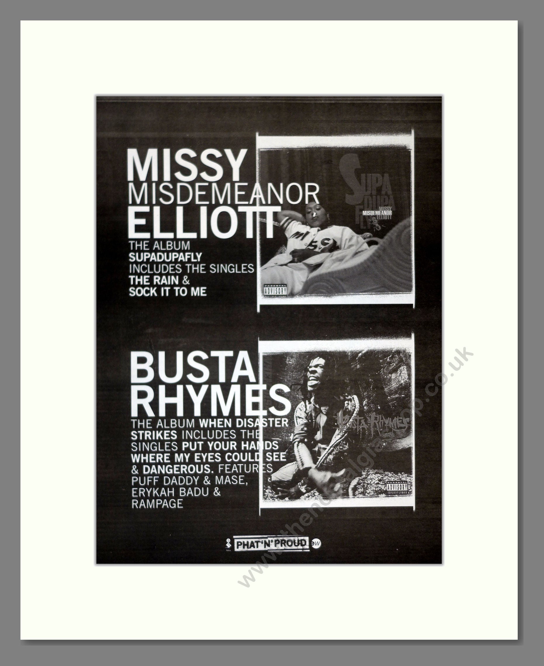 Missy Elliot / Busta Rhymes - Supadupafly / When Disaster Strikes. Vintage Advert 1997 (ref AD17980)