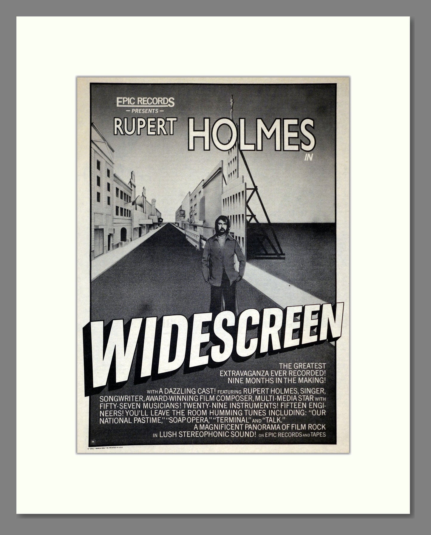 Rupert Holmes - Widescreen. Vintage Advert 1974 (ref AD301881)