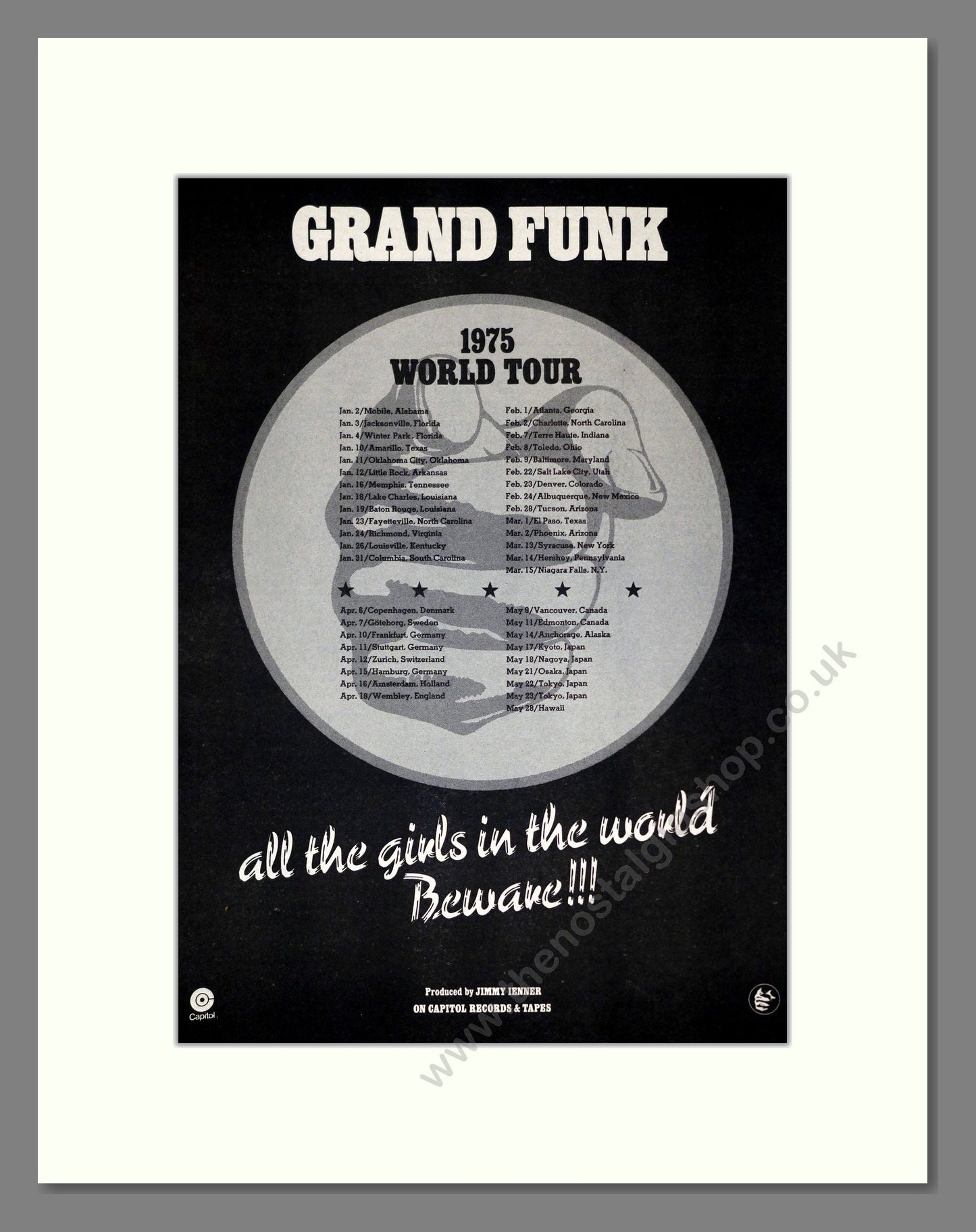 Grand Funk - World Tour. Vintage Advert 1975 (ref AD301892)