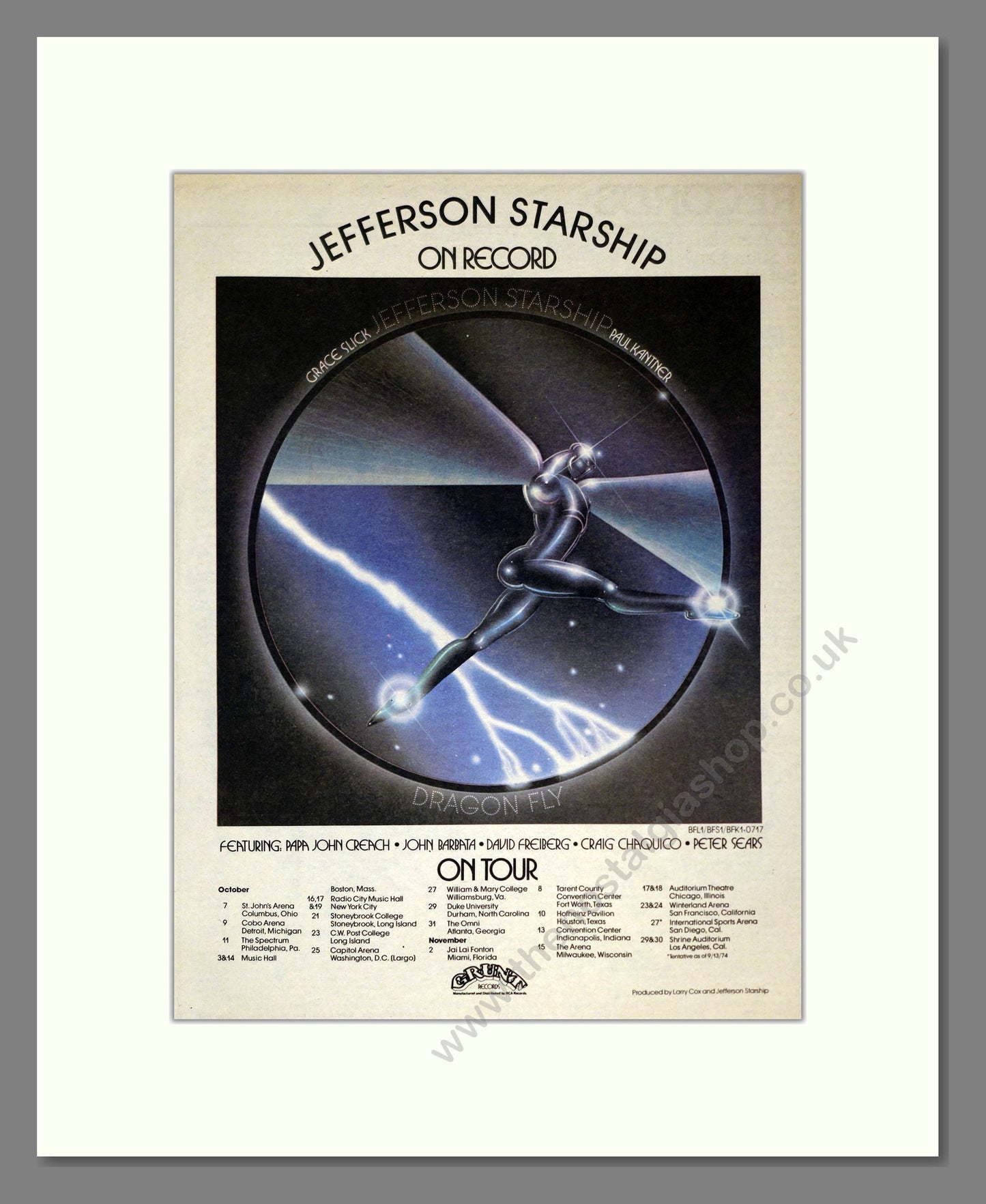 Jefferson Starship - US Tour. Vintage Advert 1974 (ref AD301918)