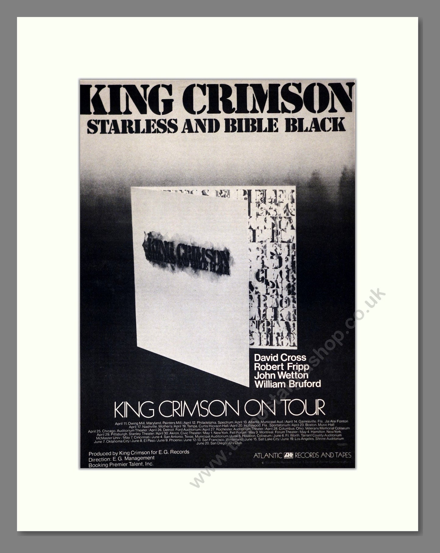 King Crimson - Starless And Bible Black. Vintage Advert 1974 (ref AD301933)