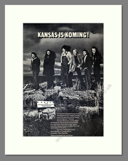 Kansas - Kansas Is Koming. Vintage Advert 1974 (ref AD301940)