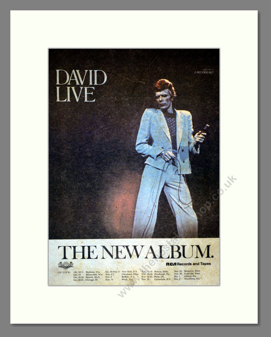 David Bowie - David Live US Tour. Vintage Advert 1974 (ref AD301944)