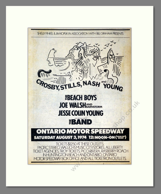 Crosby, Stills, Nash, Young / Beach Boys - Ontario Motor Speedway. Vintage Advert 1974 (ref AD301948)