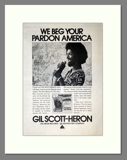 Gill Scott-Heron - We Beg Your Pardon America. Vintage Advert 1974 (ref AD301950)