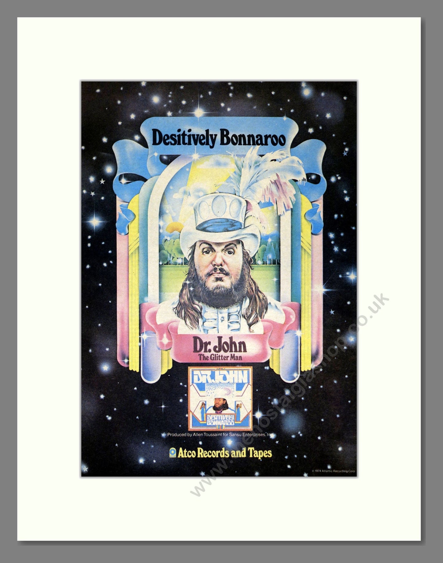 Dr John The Guitar Man - Desitively Bonnaroo. Vintage Advert 1974 (ref AD301968)