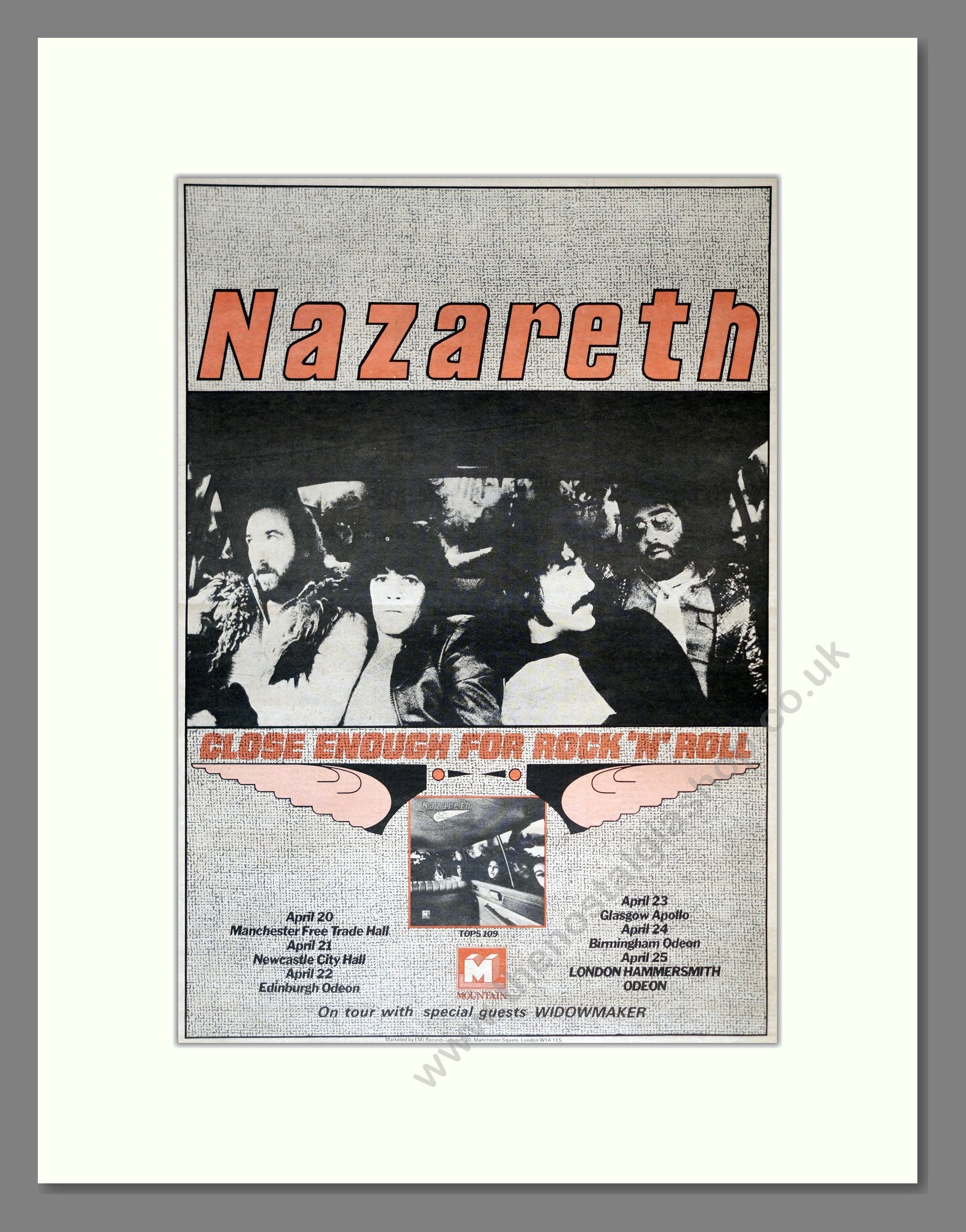 Nazareth - Close Enough For Rock N Roll. Vintage Advert 1976 (ref AD18026)