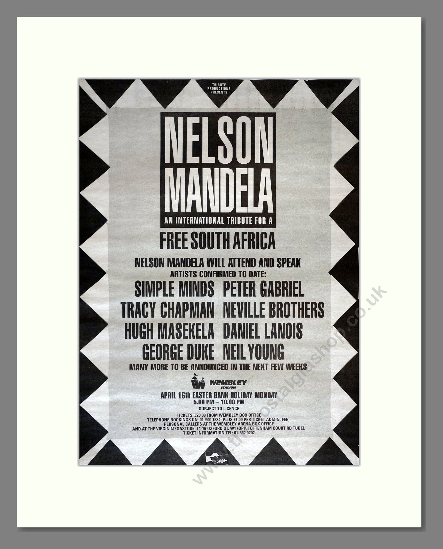 Various Artists - Nelson Mandela Tribute. Vintage Advert 1990 (ref AD18034)